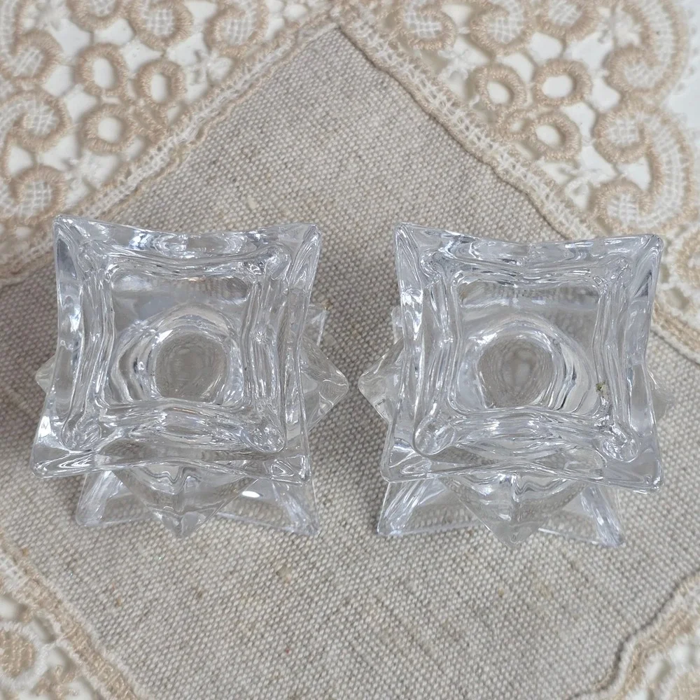 CLEARANCE‎ 💲6️⃣ Vintage Glass Star Shaped Taper Candle Holders All Occasion